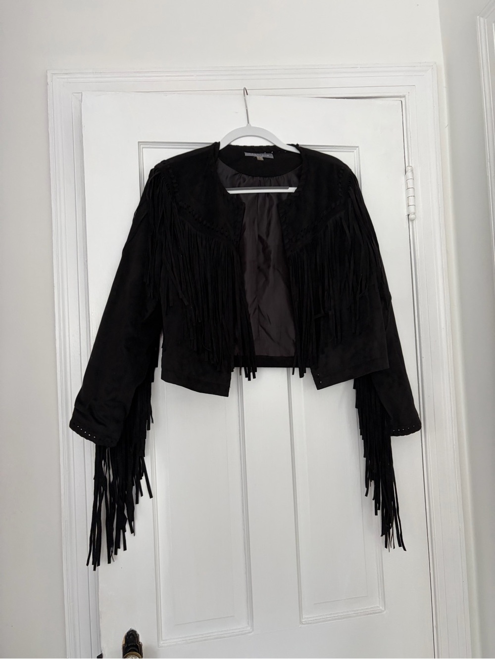 bagatelle Black Suede Fringe Jacket
